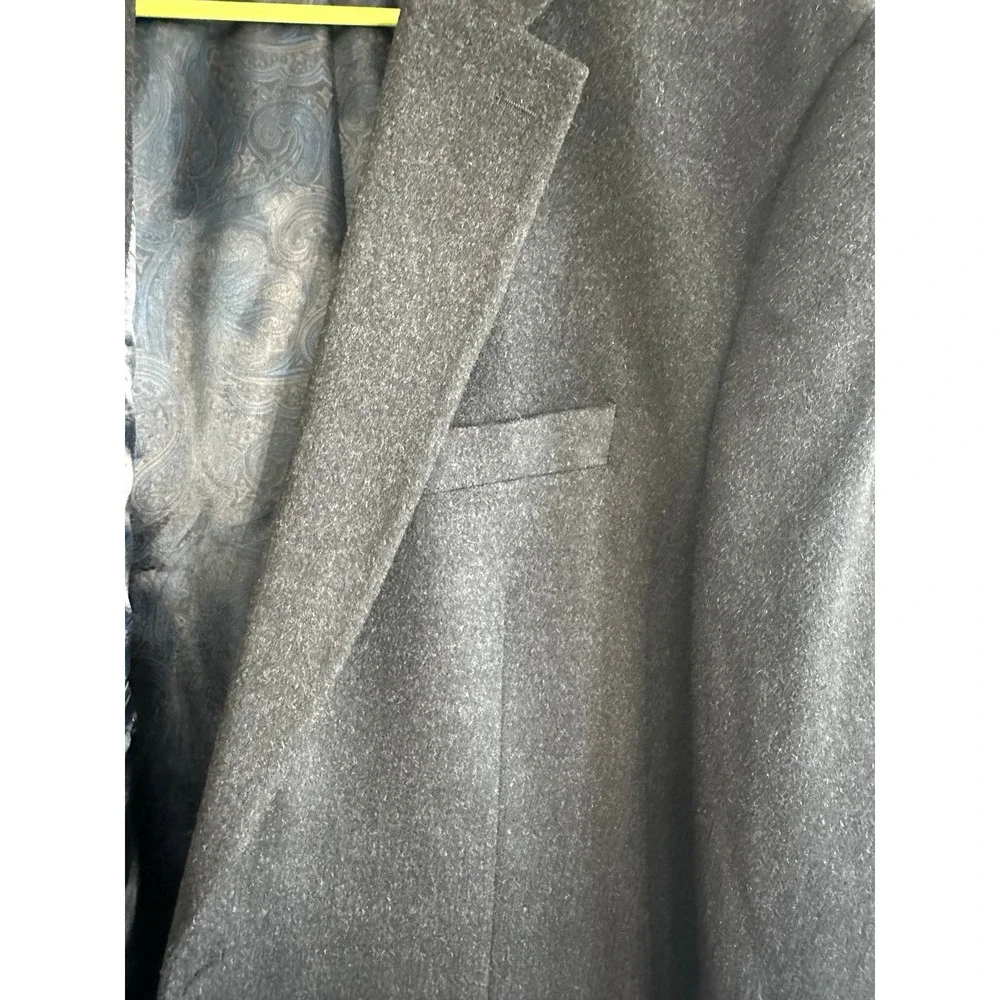LRL Ralph Lauren Flannel Sport Coat Gray Black Wool Silk Cashmere Mens 48L